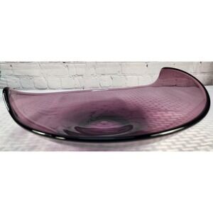 Viking Elegant Art Glass Amethyst Purple Console Bowl MCM Vintage Decor Collect